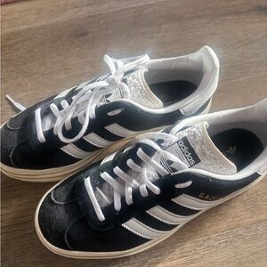 Adidas Gazelle Women's Black White Platform Sneakers